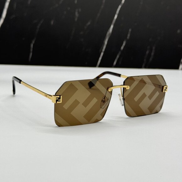 NEW FENDI GOLD BROWN UNISEX SUNGLASSES FENDI FE40043U 33G